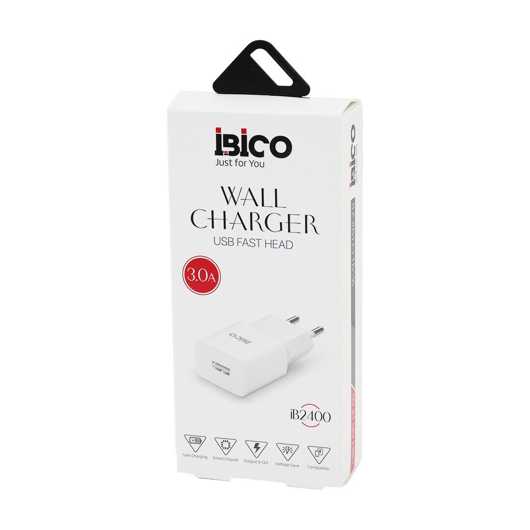 İBİCO İB-2400 ( USB ) ( BAŞLIK ) ( 3.0A ) ( HIZLI ) TELEFON ŞARJ BAŞLIK EV ( 5V=3.0A & 9-12V-1.5A )*5X30