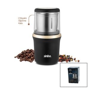 SİNBO SCM-2997 (GOLD KENAR) KAHVE & BAHARAT ÖĞÜTÜCÜ (ÇELİK BIÇAK & Ö.HAZNESİ=100GR) (200W) (BAS ÇALIŞTIR KAPAK=MİKA PLS)*6