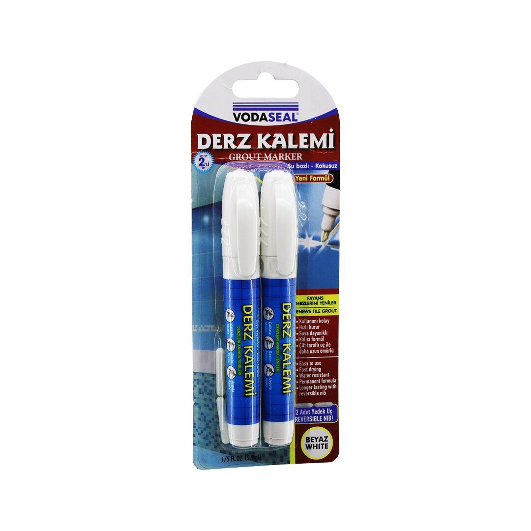 VODASEAL ASTM D-4236 ( 2PCS ) BEYAZ DERZ KALEMİ ( SU BAZLI & KOKUSUZ ) ( 2 ADET YEDEK UÇ )*5X12