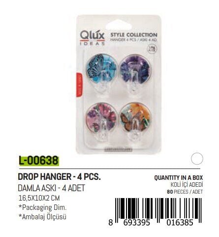 QLUX L-00638 4PCS DAMLA KÜÇÜK YAPIŞKAN ASKI*80