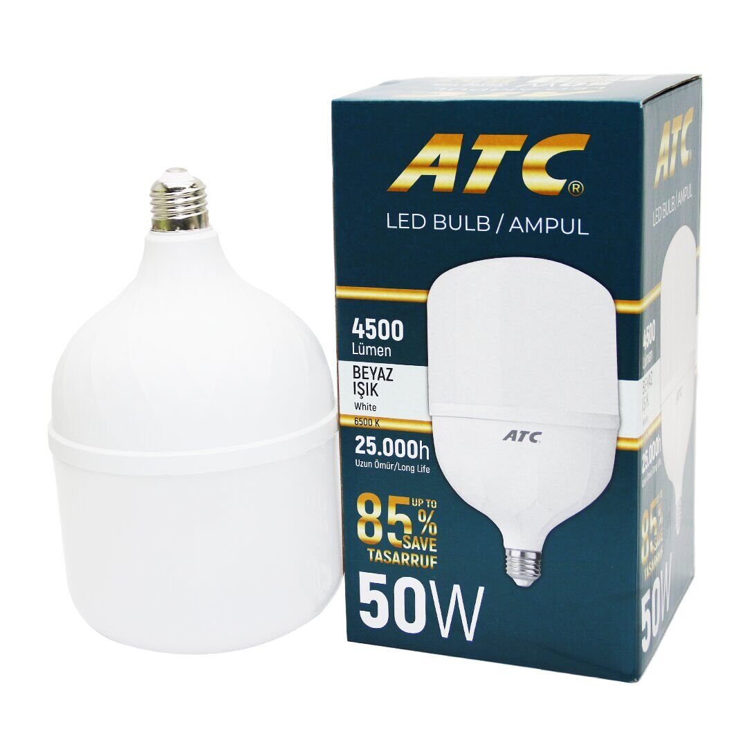 ATC-LW-( 50W ) TORCH LED BULB AMPUL ( BEYAZ & 6500K ) (E27) ( 4500 LÜMEN ) ( 25.000 SAAT ÖMÜR ) ( IŞIK AÇISI=240° ) ( IP40 )*50