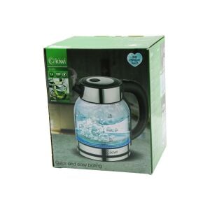 KİWİ KK-3333 (SÜRAHİ MODEL) ( CAM ) KETTLE SU ISITICI (1.8LT) (1500W) (360°) (GİZLİ RESİZTANS) (KROM KAPLAMA=TABAN & AĞIZ & KAPAK)*12