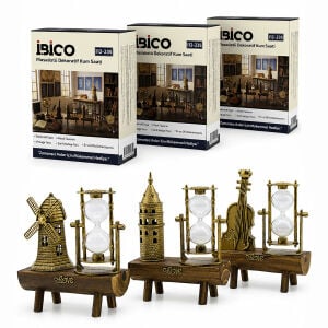 İBİCO İ12-235 ( BÜYÜK ) MASAÜSTÜ DEKORATİF KUM SAATİ PLASTİK ( AHŞAP STAND ) SÜS EŞYASI*48