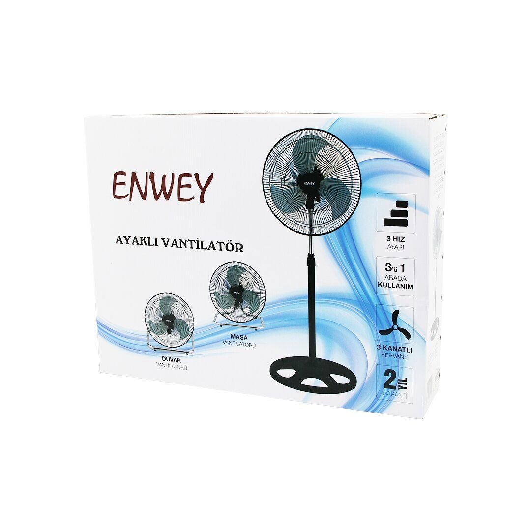 ENWEY VG-301 ( 18'' İNÇ ) ( SANAYİ ) VANTİLATÖR ( 3İN1: AYAKLI & M.ÜSTÜ & DUVAR ) ( METAL KAFES & KANAT 3 ) (80W )*1