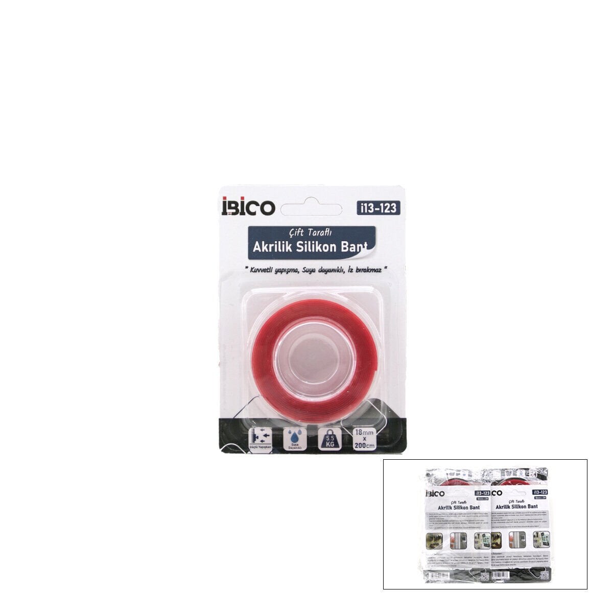 İBİCO İ13-123 ( 18MMX2MT ) VHB AKRİLİK SİLİKONİZE BANT ( ÇİFT TARAFLI BANT )*12X24