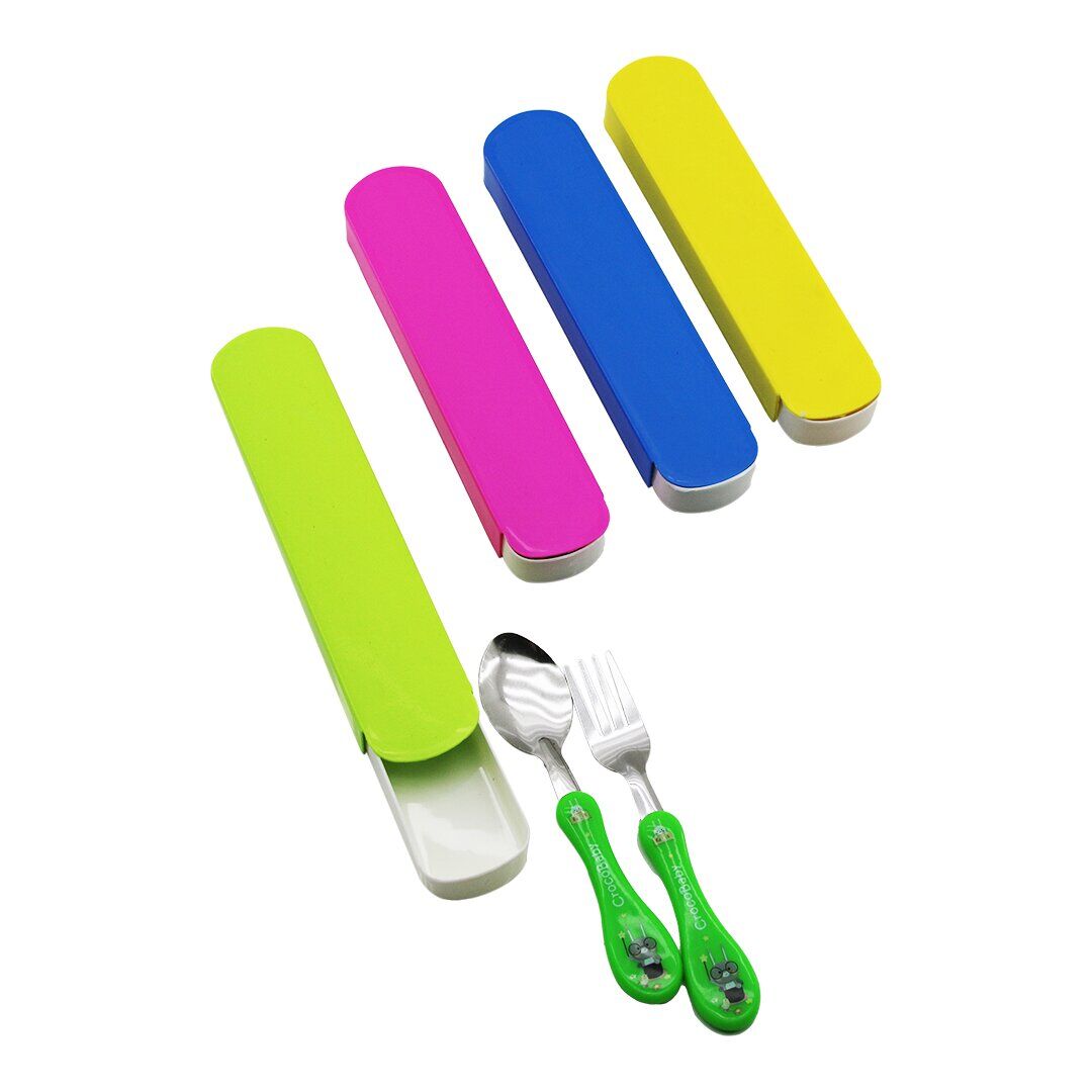 CROCO BABY ENF-685 ( SAKLAMA KUTULU ) BEBE MAMA ( KAŞIK & ÇATAL SET ) ( RENKLİ PLASTİK FİGÜRLÜ SAP )*300