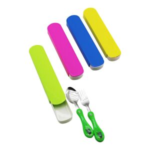 CROCO BABY ENF-685 ( SAKLAMA KUTULU ) BEBE MAMA ( KAŞIK & ÇATAL SET ) ( RENKLİ PLASTİK FİGÜRLÜ SAP )*300