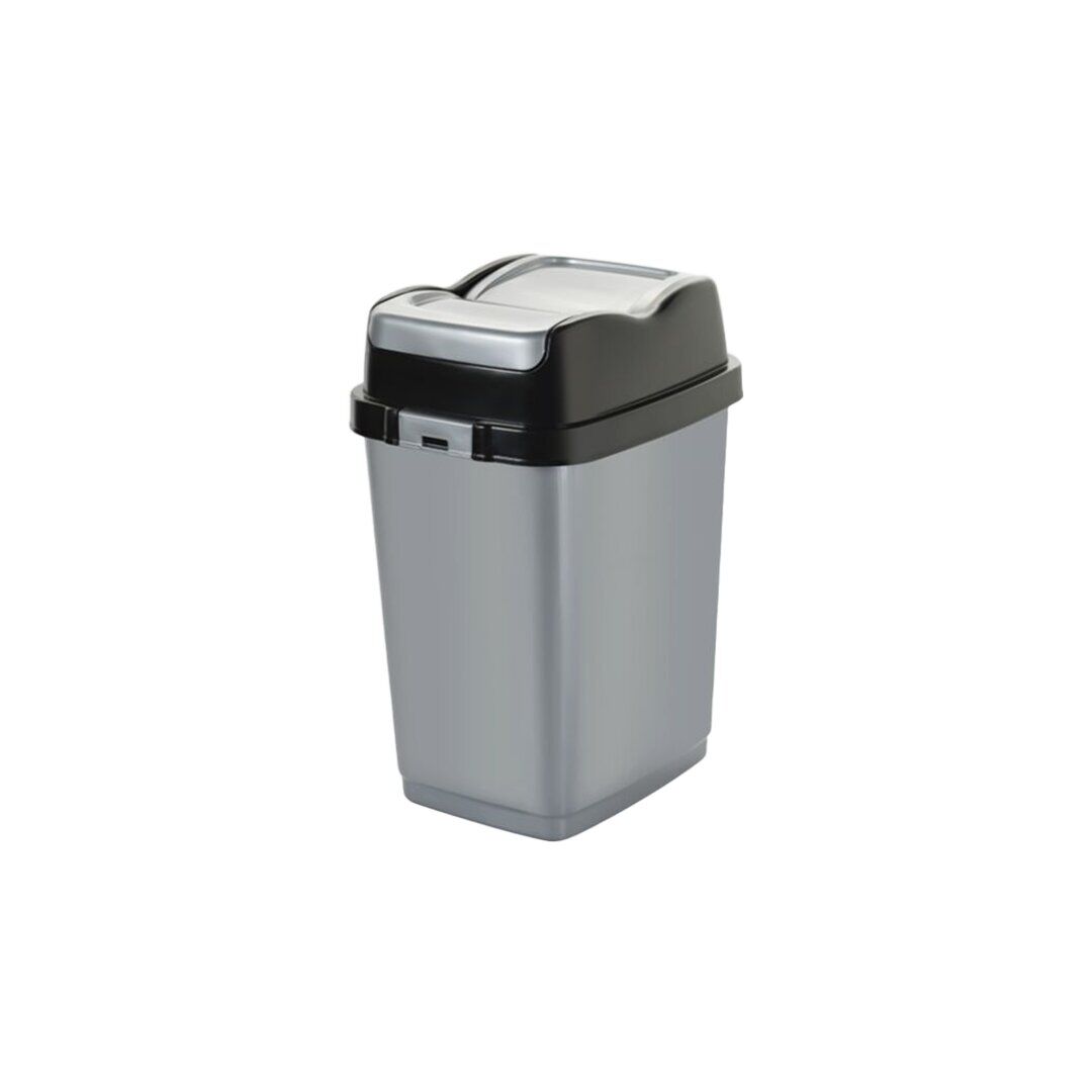 DÜNYA-09711-400&410 ( SİYAH & GRİ ) EASY ( 5LT ) ( ÇİFT KAPAKLI ) ÇÖP KOVASI PLASTİK ( 149X185X266MM )*36=K