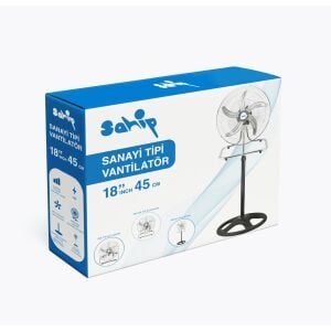 ( SP-20 ) SAHİP ( 3İN1 KULLANIM ) (18'' İNC) (45 CM) (SANAYİ TİPİ) AYAKLI VANTİLATÖR (5-METAL PERVANE) (3-KADEME HIZ) (75W) (Y:150CM) FAN*1