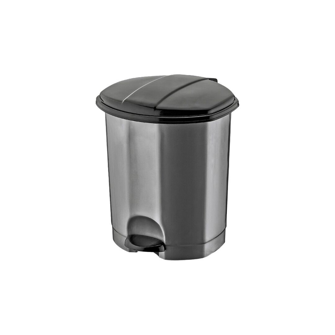 DÜNYA-01010-400&410 ( SİYAH & GRİ ) ( 5LT ) ( PEDALLI ) ÇÖP KOVASI PLASTİK ( 202X202X245MM )*12=K
