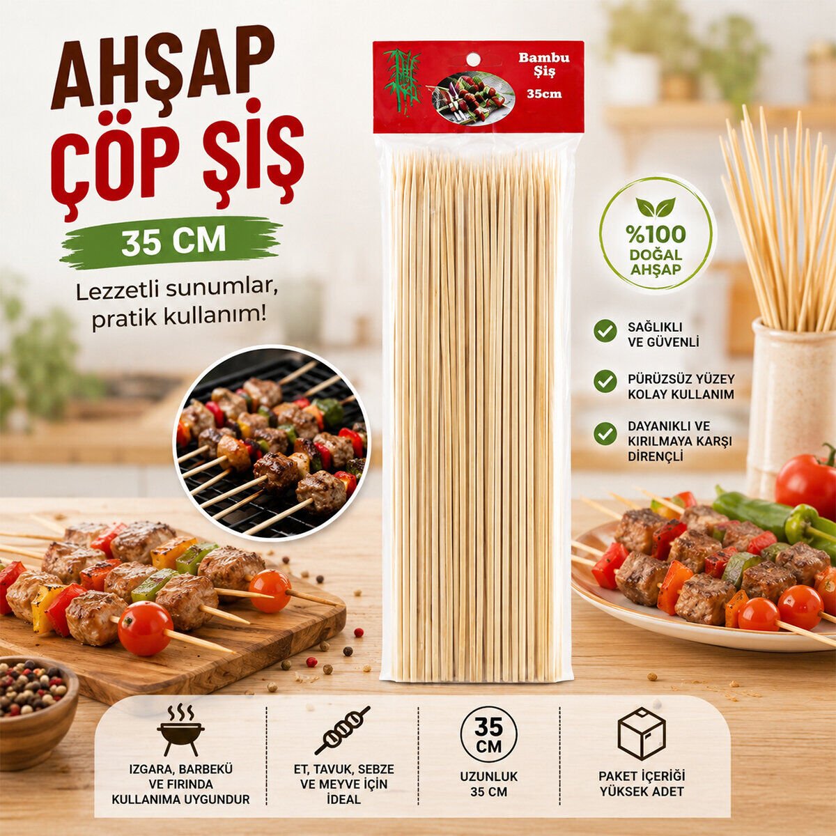 ENFA RA-269 AHŞAP ÇÖP ŞİŞ ( 35CM ) ( 46PCS )*10X20