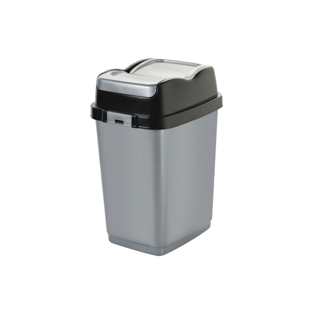 DÜNYA-09712-400&410 (  SİYAH & GRİ ) EASY ( 10LT ) ( ÇİFT KAPAKLI ) ÇÖP KOVASI PLASTİK ( 189X243X338MM )*24=K