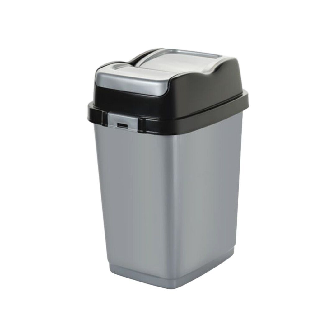 DÜNYA-09713-400&410 ( SİYAH & GRİ ) EASY ( 18LT ) ( ÇİFT KAPAKLI ) ÇÖP KOVASI PLASTİK ( 234X296X425MM )*12=K