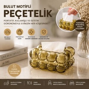 BAROTTİ DMR-9914 ( 19X13X9CM ) ( KAHVERENGİ ŞEFFAF ) ( YAYLI ) ( MASAÜSTÜ ) ( BUBBLE ) DEKORATİF BULUT PEÇETELİK*60
