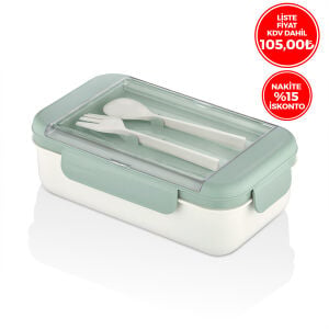 QLUX L-00995 BOUTIQUE BESLENME KABI (RENKLİ PLS.)(2 BÖLME) (1100ML)(PLS.ÇATAL-KAŞIK) (S.CONTALI & ŞEFFAF KAŞIKLIKLI KAPAK)*12=K