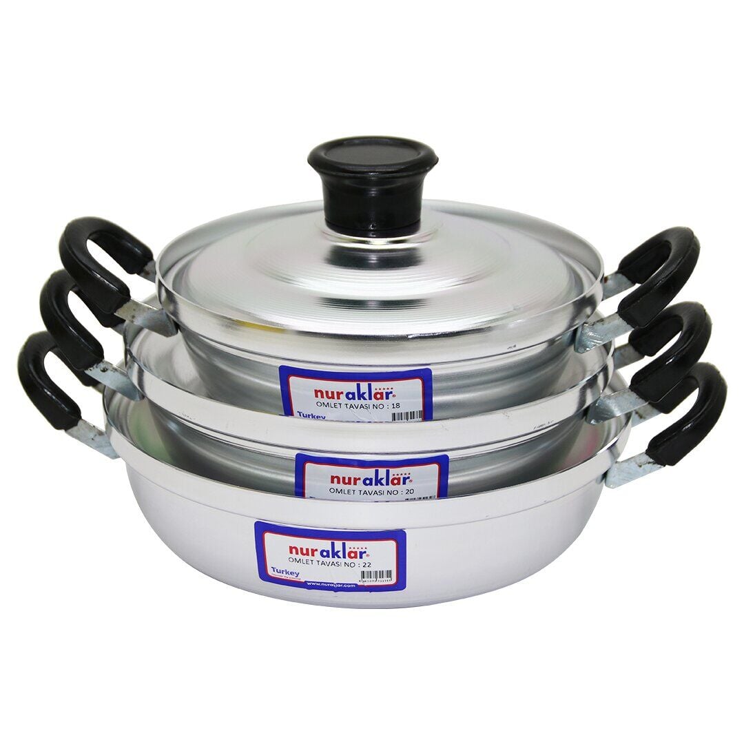 NURAKLAR OY218-222 ( 3LÜ ) ALÜMİNYUM OMLET SET ( NO-18-20-22 )*24