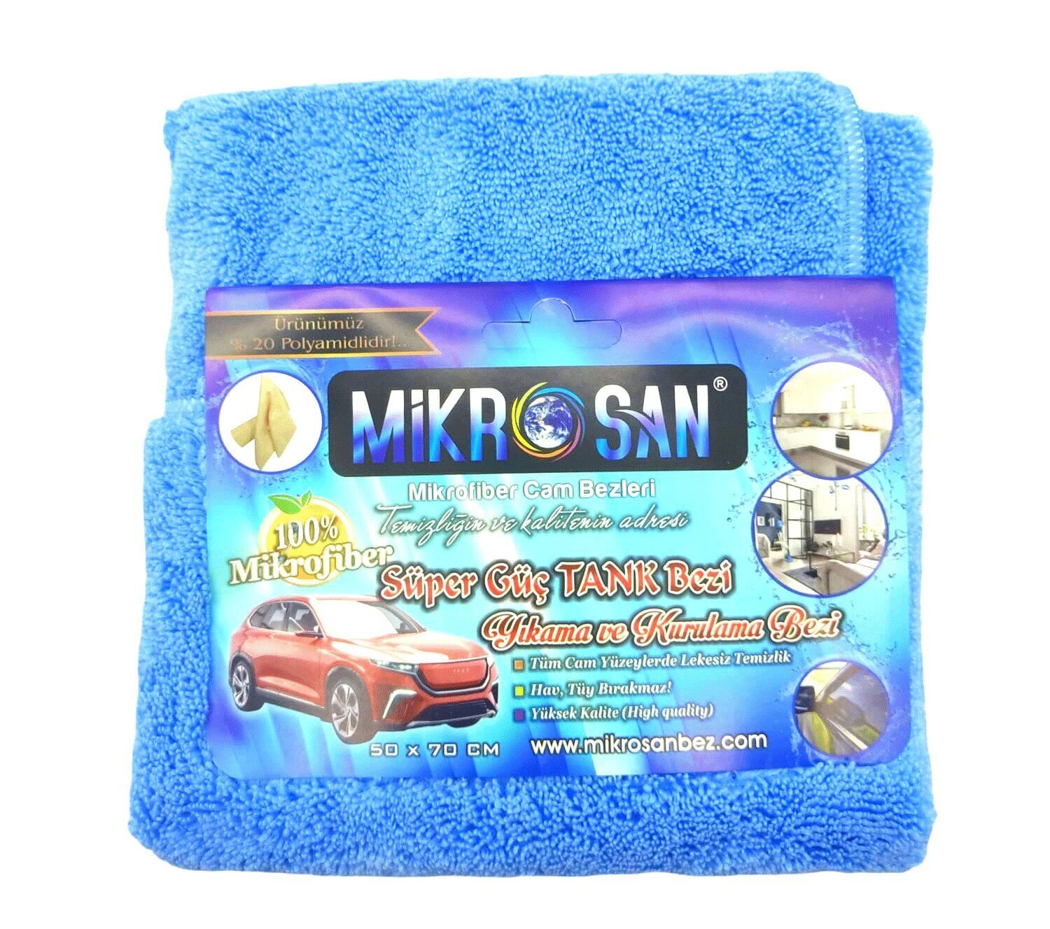 MİKROSAN SÜPER GÜÇ TANK YIKAMA VE KURULAMA BEZİ 50X70CM*20X5