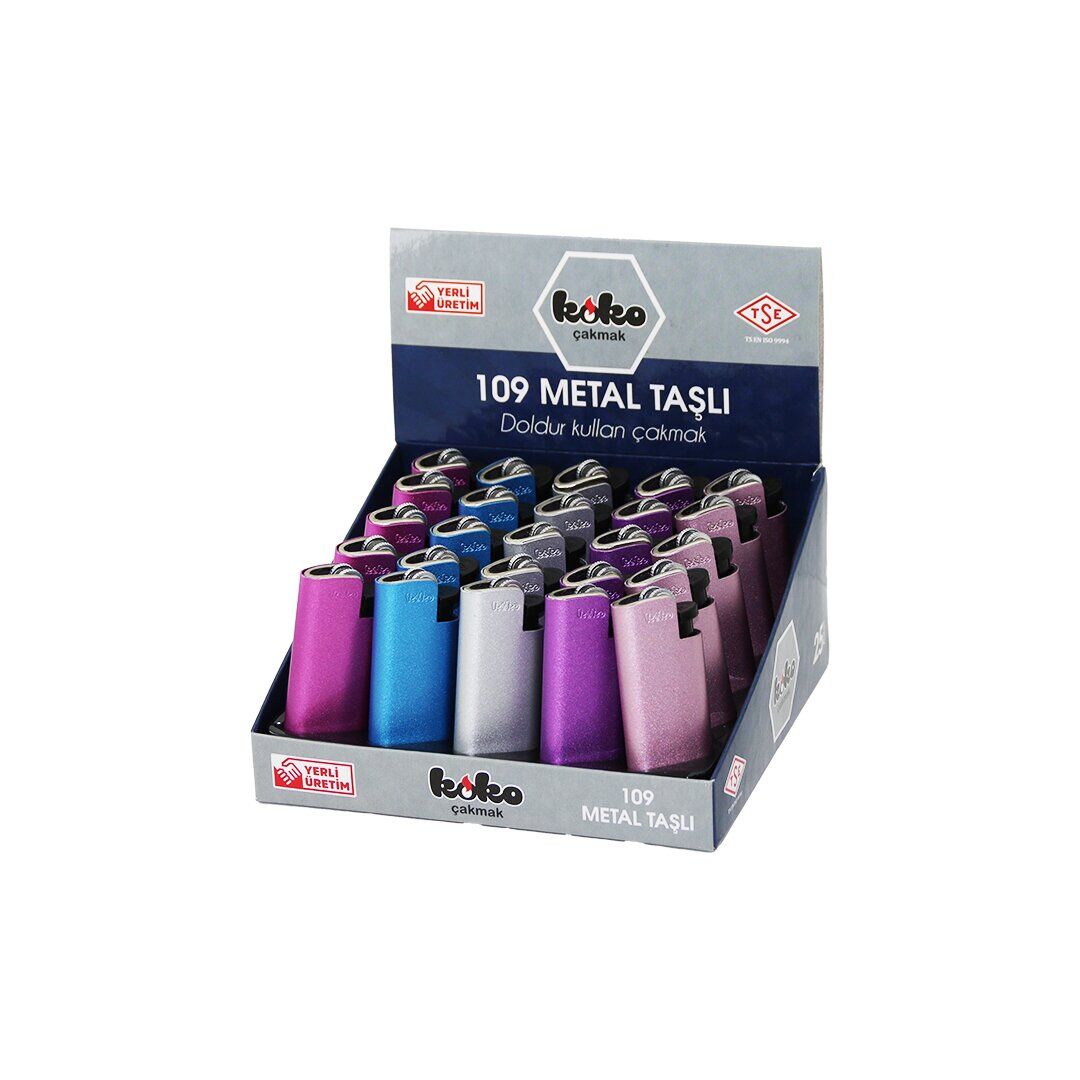 KOKO-109 ( METAL & PARLAK RENKLİ ) TAŞLI METAL CEP ÇAKMAK ( DOLDUR KULLAN ) ( BRKT-601429 )*25X20