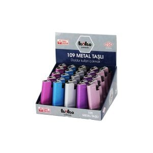 KOKO-109 ( METAL & PARLAK RENKLİ ) TAŞLI METAL CEP ÇAKMAK ( DOLDUR KULLAN ) ( BRKT-601429 )*25X20