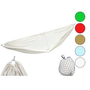 KRT-1005 (GABARDİN DOKUMA RENKLİ PAMUK KUMAŞ) KAMP HAMAK (135X260CM) (200KG.TAŞIMA) (6MT İP) (FİLE ÇANTALI)*30