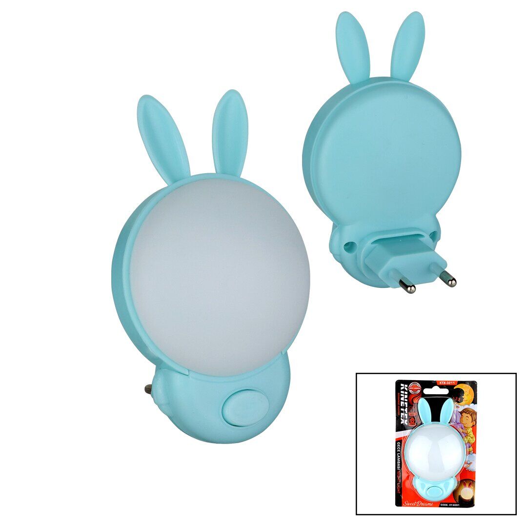 KINETEX KTX-3211 CODE-XY8091 ( TAVŞAN MODEL ) ( 1W ) GECE LAMBASI ( AÇ-KAPA ANAHTARLI ) ( VOLTAJ=AC110 & 250V & 50HZ )*10X24