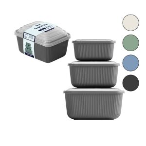 DÜNYA DP-30947-999 ( DİKDÖRTGEN ) ( 3PCS= 600-1100-1800ML ) SIZDIRMAZ SAKLAMA KABI & KUTUSU SET (RENKLİ & ŞEFFAF PLS.KAP)*12=K