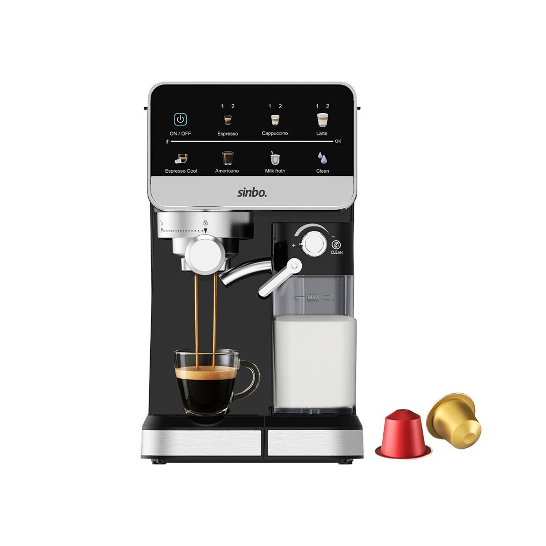 SİNBO SCM-2996 ( SİYAH ) ESPRESSO KAHVE MAKİNESİ ( 7 FARKLI KAHVE ) ( 1.5LT SU HAZNE & 500ML SÜT HAZNE )*1