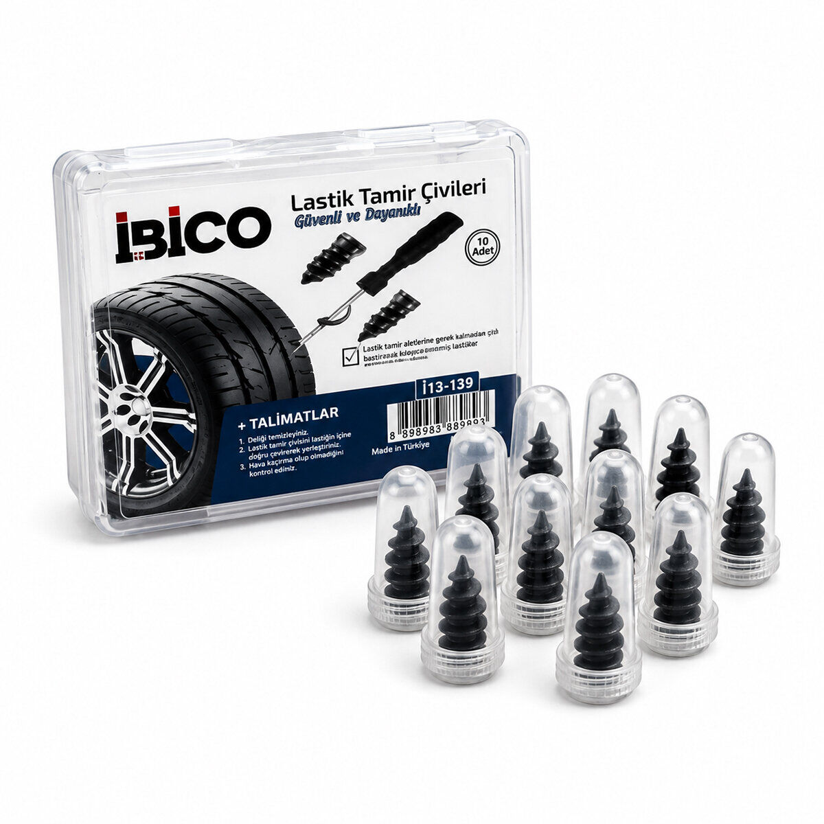 İBİCO İ13-139 ( 10PCS ) ( ŞEFFAF PLASTİK KUTULU ) LASTİK TAMİR ÇİVİSİ*20X25
