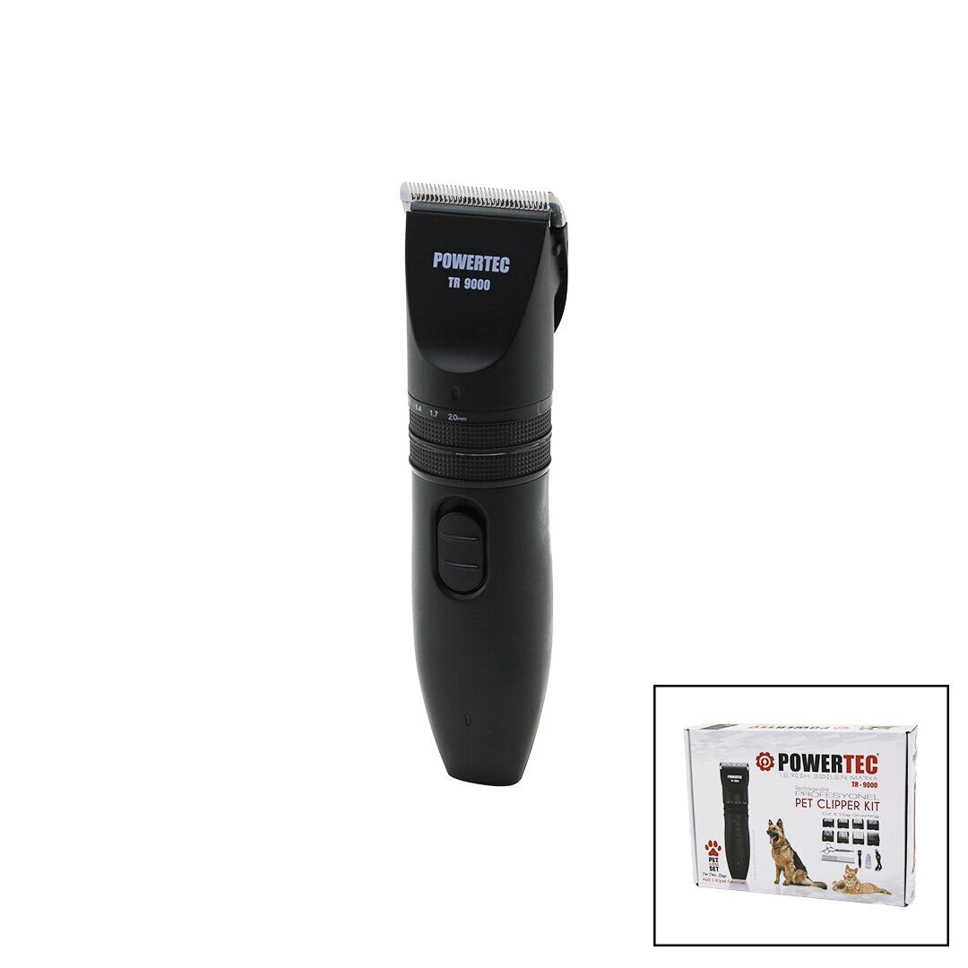 POWERTEC TR-9000 (KEDİ & KÖPEK) BAKIM SETİ (USB ŞARJLI TRAŞ MAKİNESİ) (METAL TARAK & MAKAS) (0.8-1.1-1.4-1.7-2.0MM KESİM AYARLI)*20