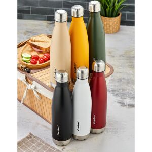 COOKER CKR-2071 ( 500ML ) ( RENKLİ ) ŞİŞE TERMOS ( PASLANMAZ ÇELİK & KAYDIRMAZ TPR TABAN )*24