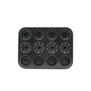 İBİCO İ22-378 ( 12 GÖZLÜ ) ( METAL & SİYAH ) ( ŞEKİLLİ ) MUFFİN & KEK KALIP*60