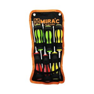 MİRAC ( BEZ ASKI STANDLI ) ( RENKLİ & KAUÇUK KAPLAMA SAPLI ) ( DARBELİ ) ( 6LI SET ) ( 2İN1=ÇİFT TARAFLI UÇ ) TORNAVİDA SETİ TAKIM ( YILDIZ-DÜZ )*36