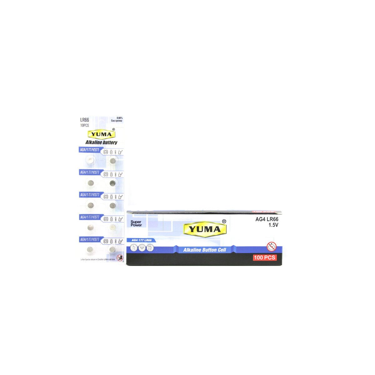 YUMA YM-9AG4 ( AG4 ) ( LR-66 ) ( DÜĞME PİL ) ( ALKALİN ) ( 1.5V ) ( 10LU KART )*200