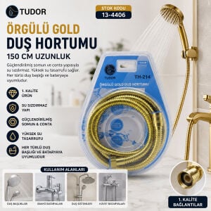 TUDOR TH-214 TH-219 ( GOLD ) ÖRGÜLÜ DUŞ HORTUMU ( 150CM ) ( VAKUMLU AMBALAJ )*60