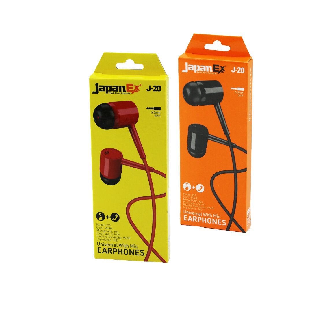 JAPANEX ( J-20 ) ( KULAK İÇİ ) ( MİKROFONLU ) STEREO KULAKLIK (KABLOLU= 1MT) ( AUX GİRİŞ)*50X10