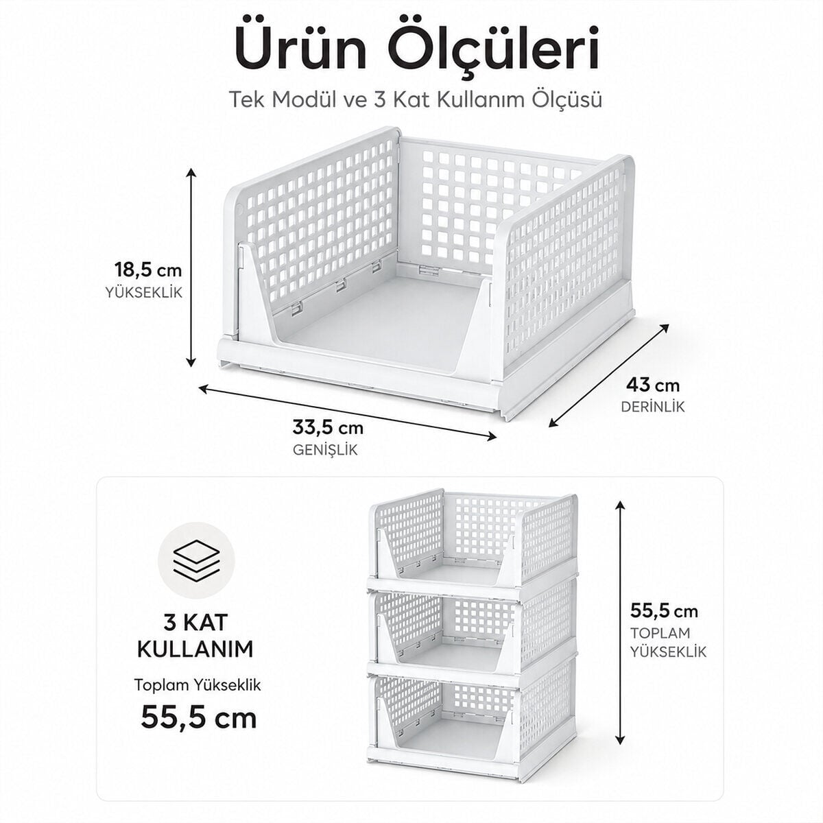 URVE UR-3695 3 KATLI PORTATİF ORGANİZER & ÇOK AMAÇLI KAYAR RAF ( 18.5X33.5X43CM ) ( TOPLAM 55.5CM )*1=K