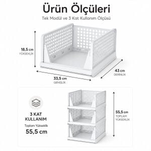 URVE UR-3695 3 KATLI PORTATİF ORGANİZER & ÇOK AMAÇLI KAYAR RAF ( 18.5X33.5X43CM ) ( TOPLAM 55.5CM )*1=K