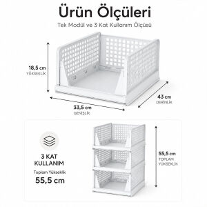 URVE UR-3695 3 KATLI PORTATİF ORGANİZER & ÇOK AMAÇLI KAYAR RAF ( 18.5X33.5X43CM ) ( TOPLAM 55.5CM )*1=K