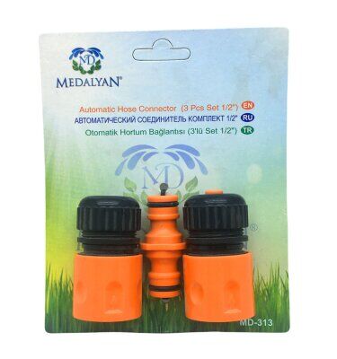 MEDALYAN MD-313 ( 3 LÜ SET ) ( 1/2 ) LÜX OTOMATİK HORTUM EKİ BAĞLANTISI*20X6
