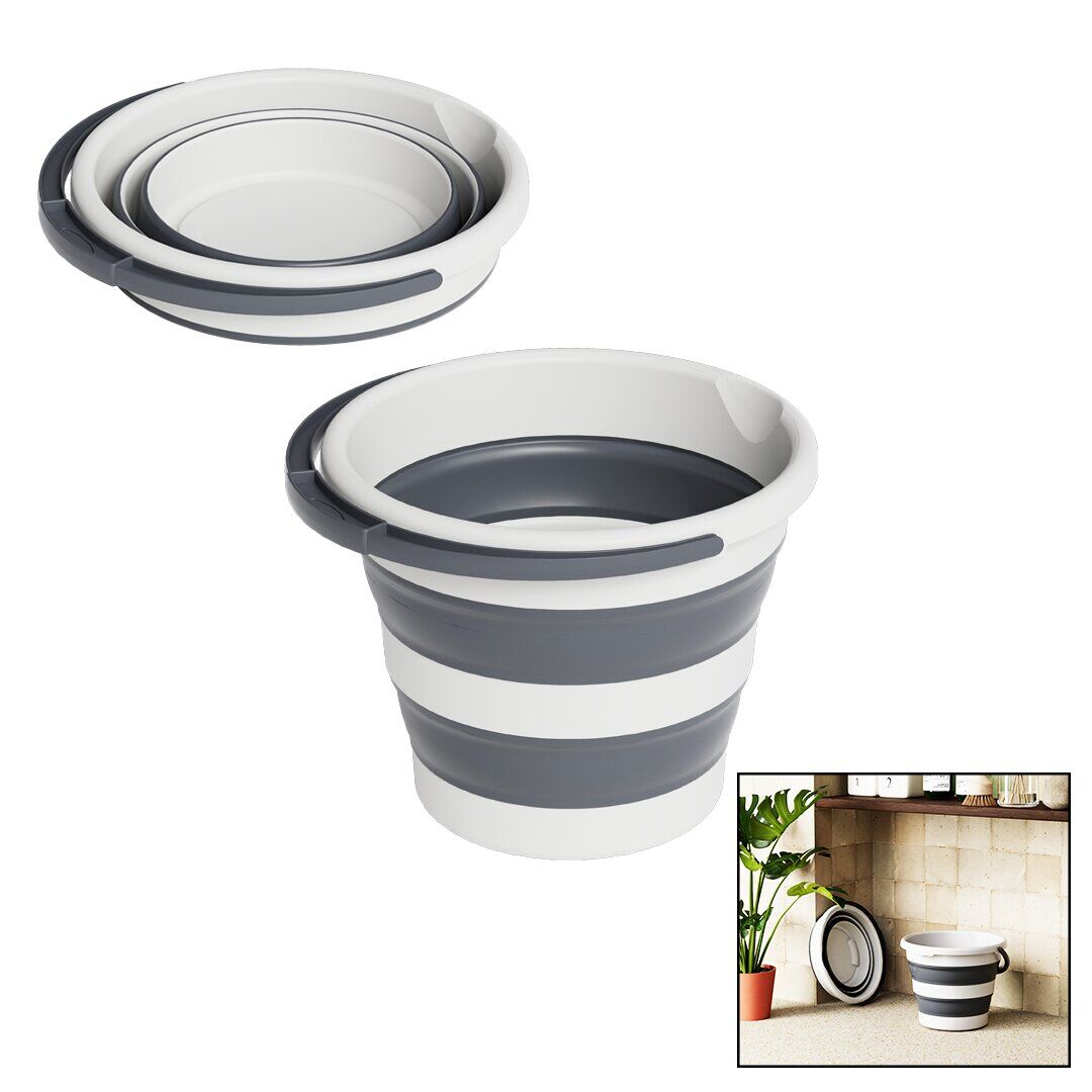 DÜNYA-50017-416 ( GRİ ) ( 10LT ) KATLANABİLİR KOVA ( 335X68MM - 335X260MM )*10=K
