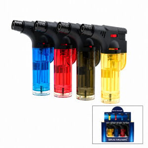 SİLVİO MONETTİ SM-908P ( PÜRMÜZ & TORCH ) ( NARGİLE & KAMP ) ÇAKMAK ( DOLDURULABİLİR ) ( AYAKDA DURABİLİR )*12X12