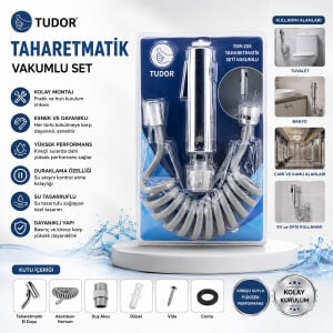TUDOR TDR-255 ( KROM ) TAHARATMATİK SETİ ( TAHARATMETİK EL DUŞU- HORTUM - MAFSAL ) ( VAKUMLU SET )*50