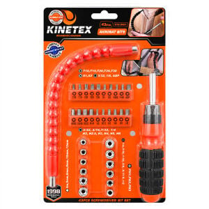 KINETEX KTX-3451 ( 43PCS ) ( SİLİKON SAP ) AKROBAT UZATMALI TORNAVİDA BİTS SETİ ( MANYETİK UÇ TUTUCU )*36