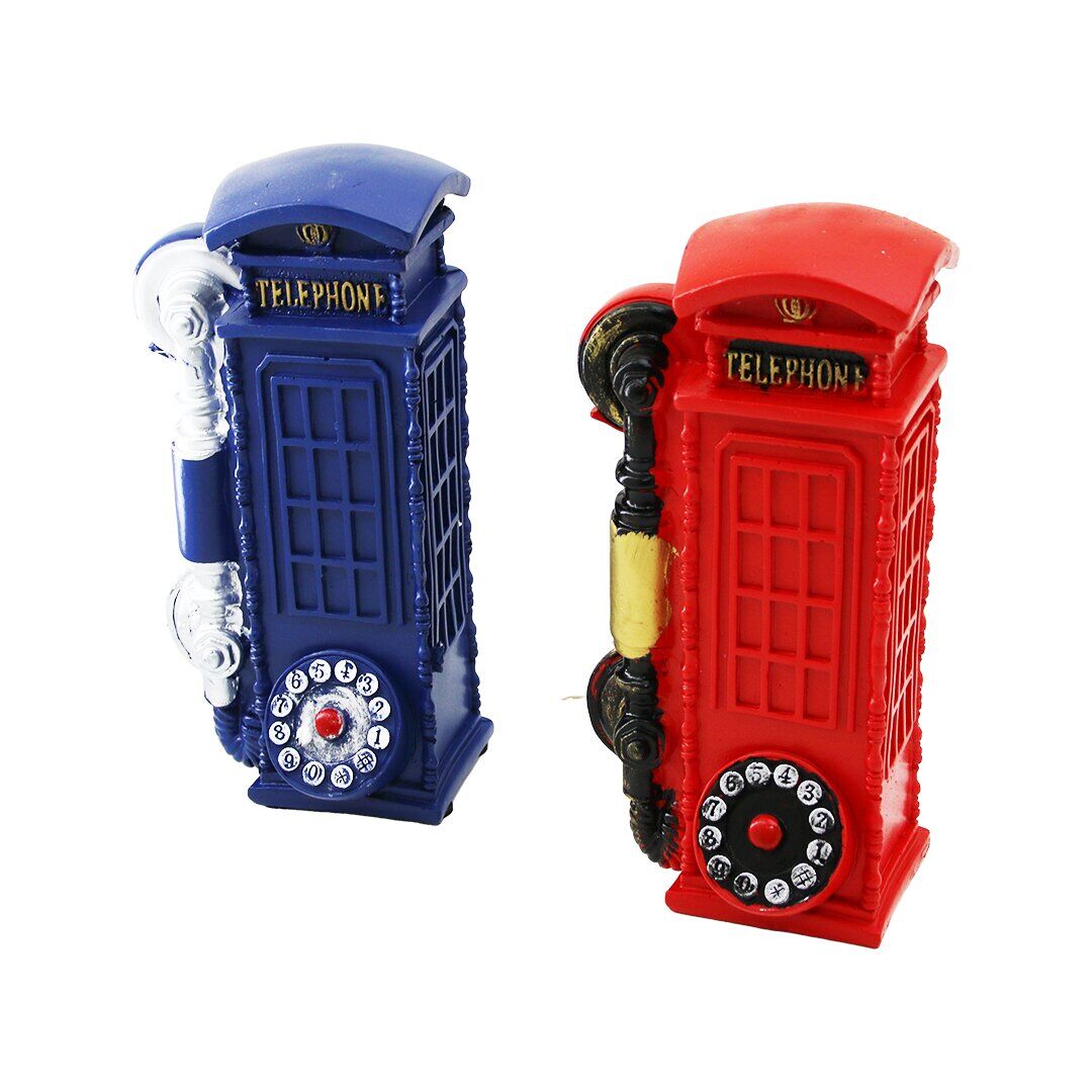 İBİCO İ12-209-A ( TELEFON KULÜBESİ ) VİNTAGE DEKORATİF BİBLO & KUMBARA RENKLİ ( 20X6X6CM ) ( REÇİNE )*48