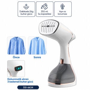SİNBO SSI-6634 BUHARLI KIRIŞIKLIK GİDERİCİ & DİK ÜTÜ ( 2 MOD ) ( 320ML SU KAPASİTE & DK 26G BUHAR ) ( DOKUNMATİK EKRAN )*16
