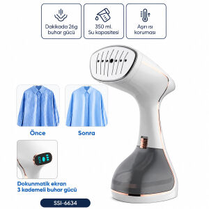 SİNBO SSI-6634 BUHARLI KIRIŞIKLIK GİDERİCİ & DİK ÜTÜ ( 2 MOD ) ( 320ML SU KAPASİTE & DK 26G BUHAR ) ( DOKUNMATİK EKRAN )*16