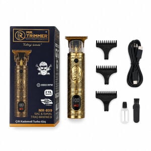 MR.TRIMMER MR-809 SAÇ & SAKAL KESME TRAŞ MAKİNESİ ( 3 FARKLI KESİM ) ( USB ŞARJLI ) ( 5W & 1200mAh & 800RPM ) ( ÇİFT KADEMELİ TURBO GÜÇ )*60