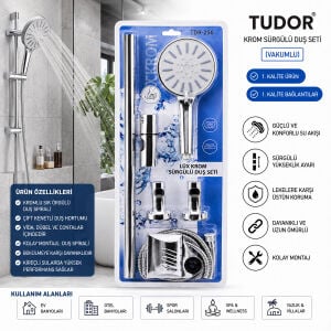 TUDOR TDR-256 ( VAKUMLU & KROM ) LUX SÜRGÜLÜ DUŞ SETİ*25