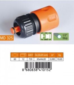 MEDALYAN MD-325 ( 1/2 ) HORTUM BAĞLANTI ADAPTÖRÜ ( STOPLU )*60X12
