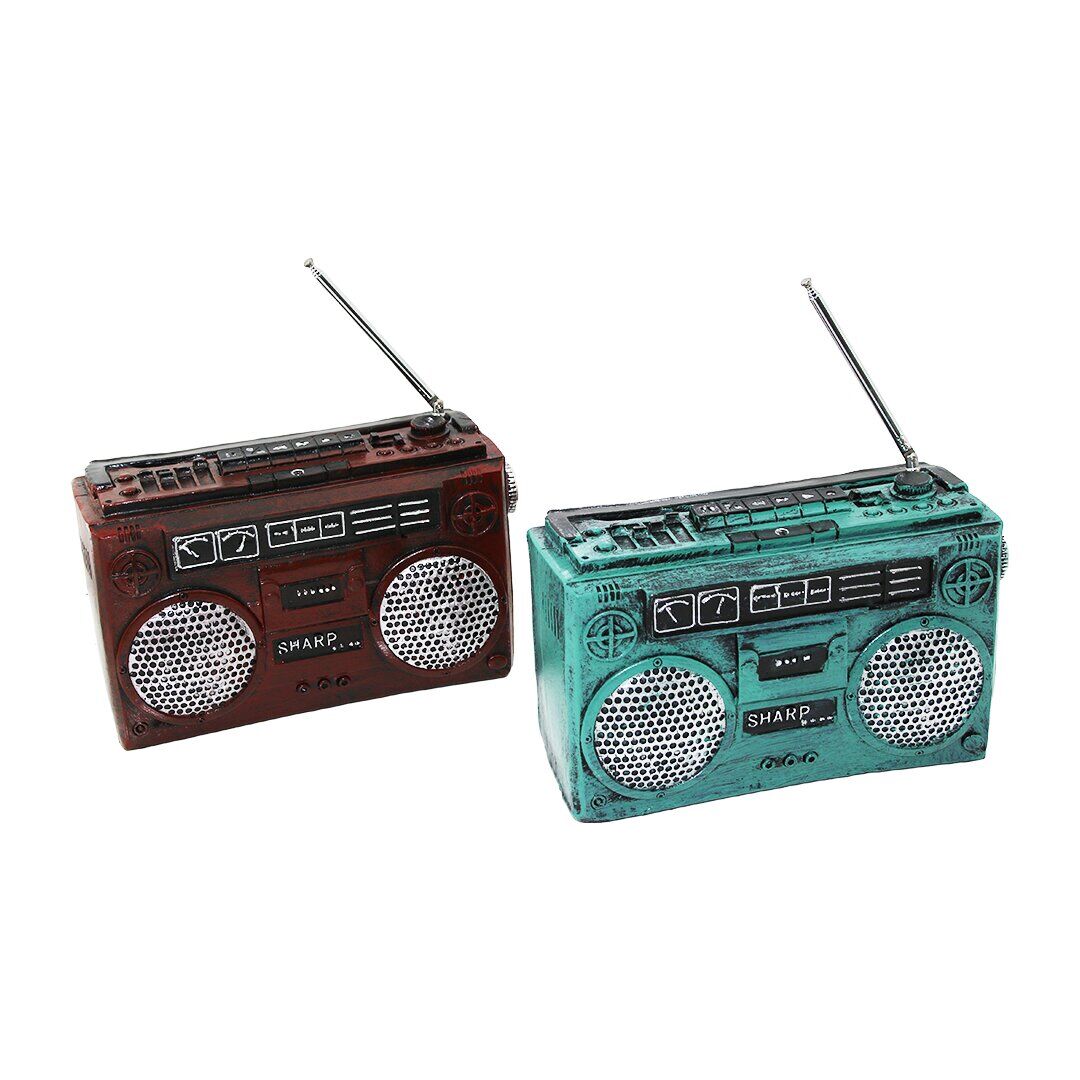 İBİCO İ12-214-B ( RADYO ) VİNTAGE DEKORATİF BİBLO & KUMBARA RENKLİ ( 17X17X5.5CM ) ( REÇİNE )*48